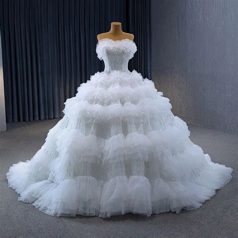 Romantic Wedding Dress Elegant Wedding Organza Sequins Ball Gown