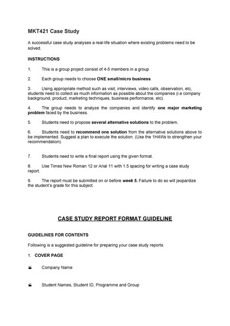 CASE Study Report Format Guideline OCT2023 MKT421 Case Study A