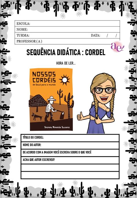 ATIVIDADE PARA IMPRIMIR - LITERATURA DE CORDEL Pedagoga Andréa Educa