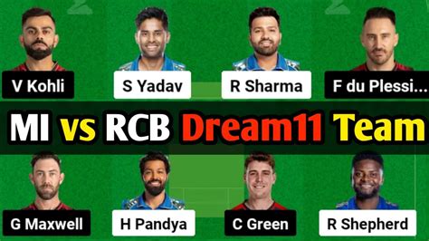 Mi Vs Rcb Dream11 Prediction Rcb Vs Mi Dream11 Prediction Mi Vs