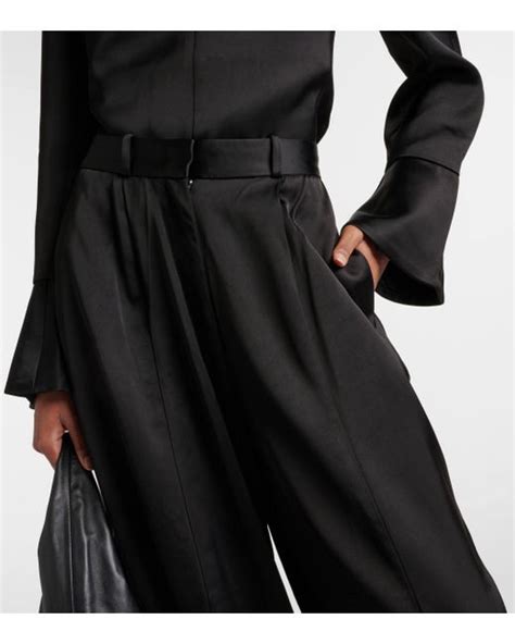 Co High Rise Satin Crepe Wide Leg Pants In Black Lyst UK