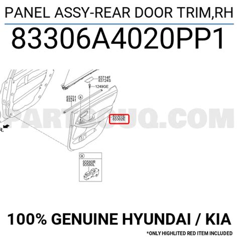 Panel Assy Rear Door Trim Rh A Pp Hyundai Kia Parts Partsouq