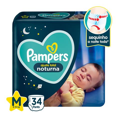 Fralda Pampers Pants Ajuste Total Noturna Tamanho M Com 34 Unidades