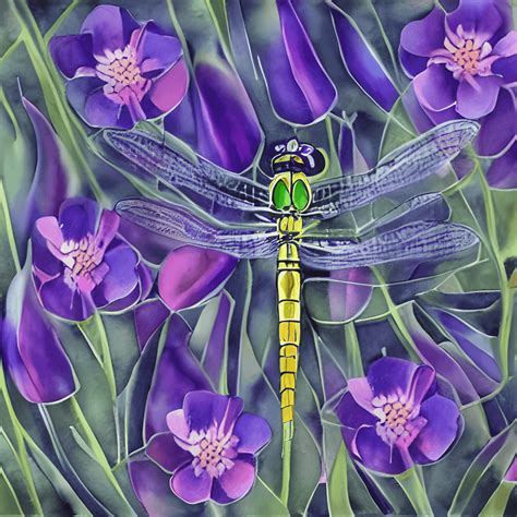 Hyper Realistic Dragonfly And Flowers Watercolor Creative Fabrica