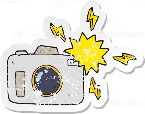 Retro Distressed Sticker Of A Cartoon Flashing Camera 45073521 Png