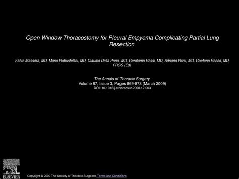 Open Window Thoracostomy For Pleural Empyema Complicating Partial Lung