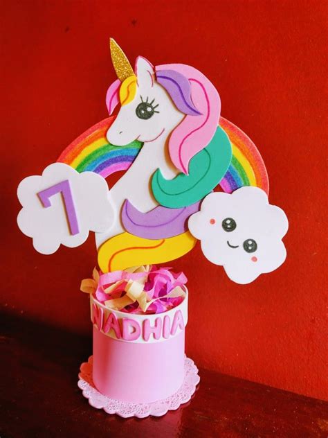 Centro De Mesa Unicornio Diy Cake Topper Birthday Unicorn Themed