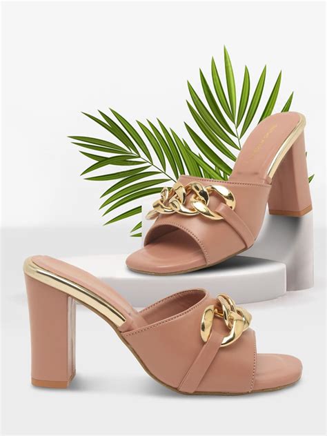 Buy Bruno Manetti Nude Coloured Embellished PU Block Heels Heels For Women 17927134 Myntra