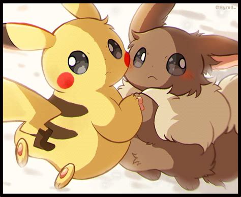 Pikachu and Eevee by Hyrell on DeviantArt