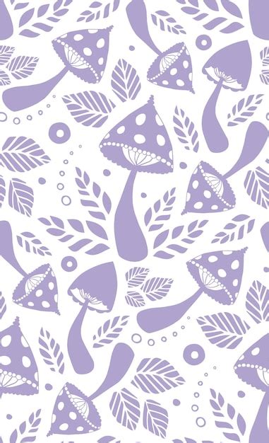 Premium Vector Hand Drawn Mushrooms And Leaves Seamless Pattern