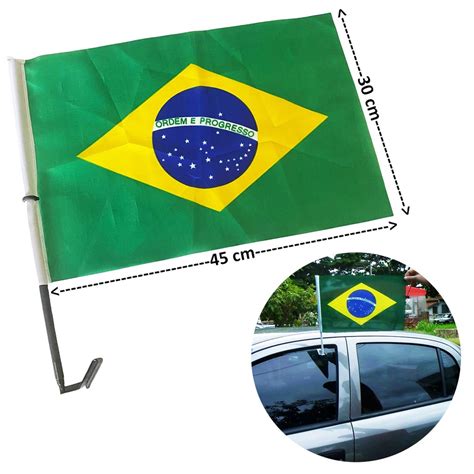 Bandeira Bandeirinha Do Brasil Em Tecido Suporte Haste Para