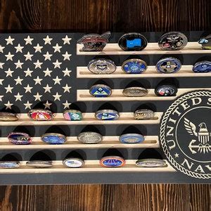 U S Navy American Flag Military Challenge Coin Holder Etsy