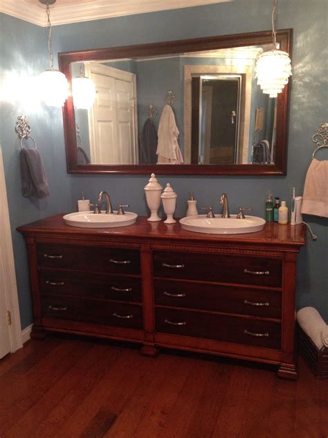 Repurposed Dresser Into Double Sink Vanity Its Ok If There Is Little