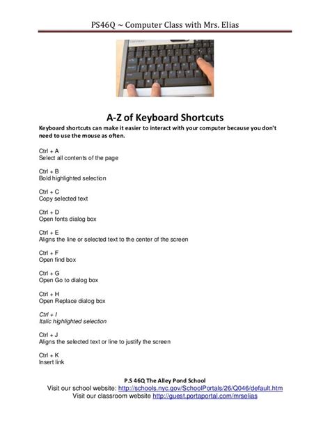 Keyboard shortcuts a z