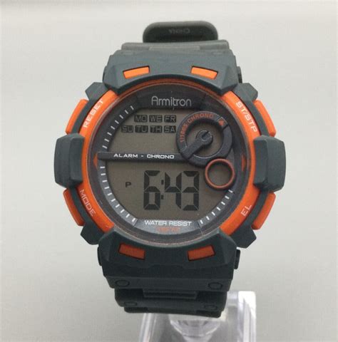 Armitron All Sport Watch Men Mm Digital Orange Gray Date New Battery