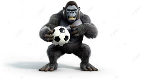 Fundo Divertido Macaco 3d Segurando Uma Bola De Futebol Fundo Animais