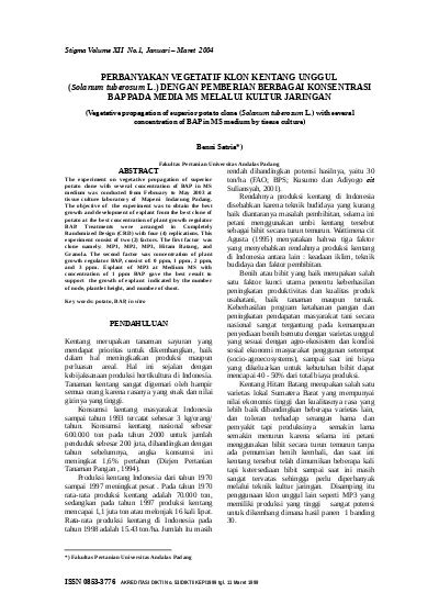 PERBANYAKAN VEGETATIF KLON KENTANG UNGGUL Solanum Tuberosum L DENGAN