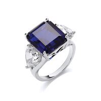 Silver And Sapphire Cubic Zirconia Cocktail Ring Cavendish French