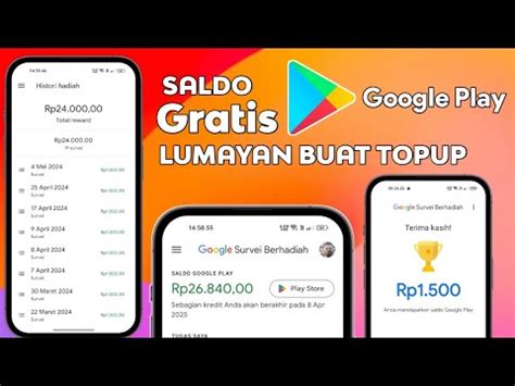 Cara Dapat Saldo Google Play Gratis Dari Survei Berhadiah YouTube