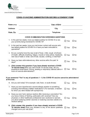 Fillable Online Patient Covid Vaccination Administration