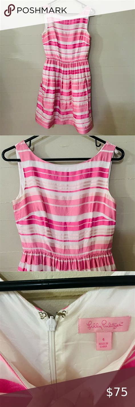 Lilly Pulitzer Silk Eryn Dress In Hotty Pink Stripes SZ 4 Clothes