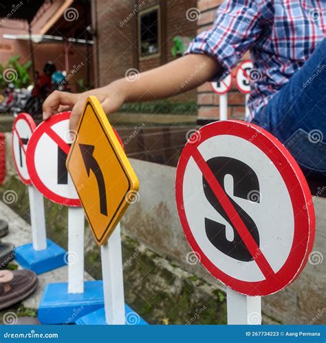 Kids Playing with Traffic Signs Toys, Educational Games for Preschool Children Stock Image ...