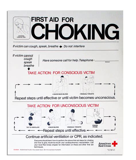 Cpr First Aid For Choking Vintage Red Cross Poster Ebay