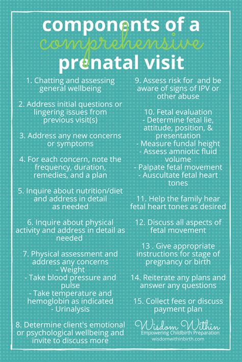 Components Of A Comprehensive Prenatal Visit Prenatal Visits Obese