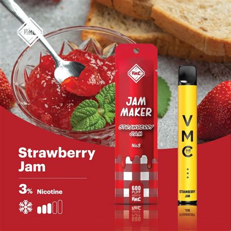 PODDIS VMC POD Strawberry Jam 600 Puffs Nic 3 ใชแลวทง Shisha