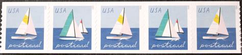 U S Sailboats C Coil Strip Of Mnh Postcard Rate Not Pnc