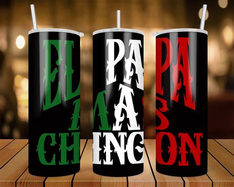 20 Oz Skinny Tumbler Wrap El Papa Mas Chingon Sublimation Design PNG