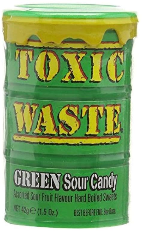 Toxic Waste Green Sour Candy Assorted Sour Fruit Flavour Hard Candy 42g