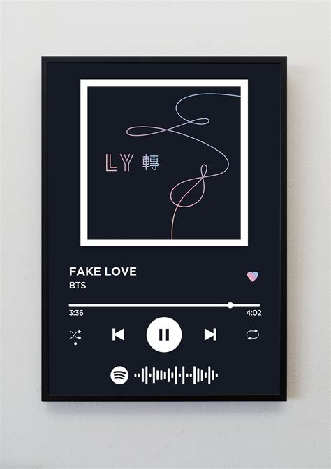 Bts Album Spotify Print K Pop Wall Art Custom A4 Bangtan Etsy