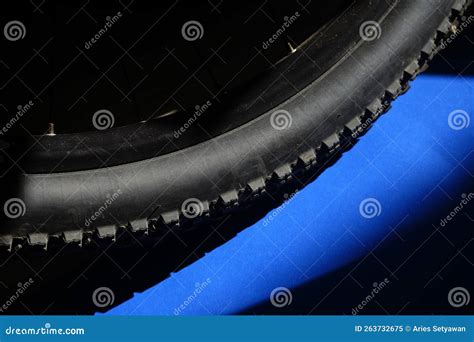 Mountain Bike Wheel and Tire Isolated on Black Background in a Studio ...