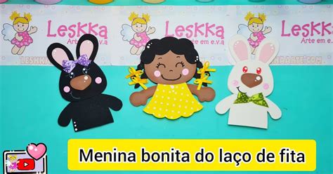 Leskka Arte em e v a Aula gratuita Dedoches Menina bonita do laço