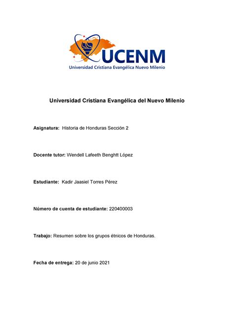 Resumen Sobre Los Grupos Tnicos De Honduras Fecha De Entrega De