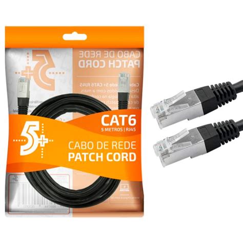 Cabo De Rede Ftp Patch Cord Rj Cat Blindado Metros Preto Chip