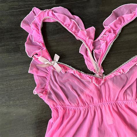 Pink Victoria S Secret Babydoll Mesh Lingerie Top Depop