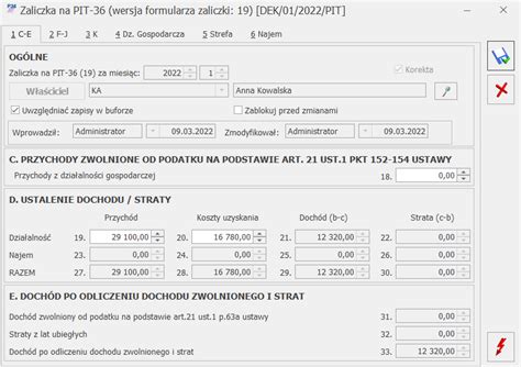 Korekty Zaliczek I Deklaracji Baza Wiedzy Programu Comarch Erp Optima