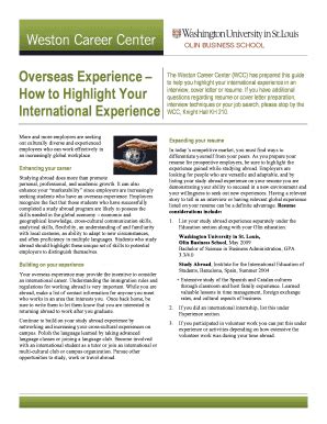 Fillable Online Overseas Experience Fax Email Print Pdffiller