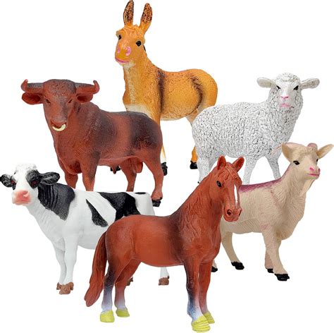 6 Pieces Realistic Farm Animal Models Toy Set Educational Learning ...