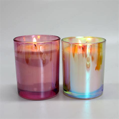 Unique Holographic Electroplated Iridescent Empty Glass Candle Jars