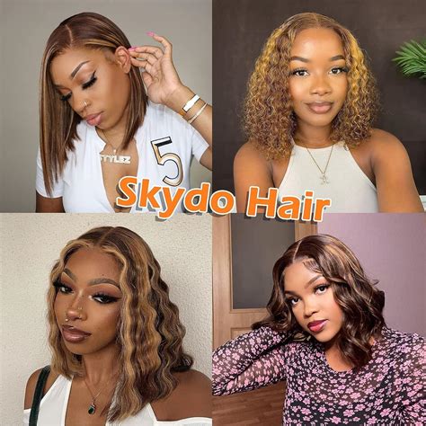 SKYDO Highlight Ombre Bob Wig Human Hair Honey Blonde Lace Front Wig Pre Plucked