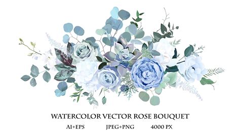 Dusty Blue Rose White Hydrangea Ranunculus Magnolia Anemone