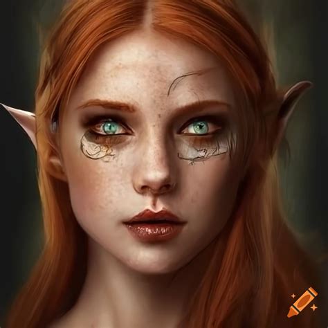 Image Of An Elven Woman With Auburn Hair And Green Eyes On Craiyon