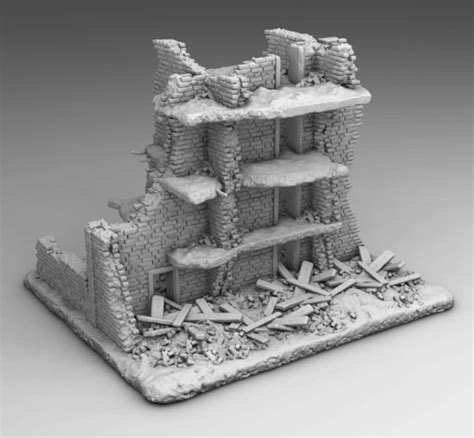 Wargaming Terrain 28mm Bolt Action/chain of Command Destroyed Building 3 Floors - Etsy