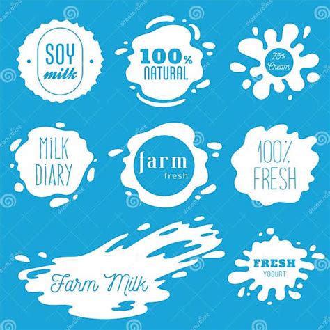 Milk Labels Vector Set Splash And Blot Design Stock Illustration Illustration Of Icon