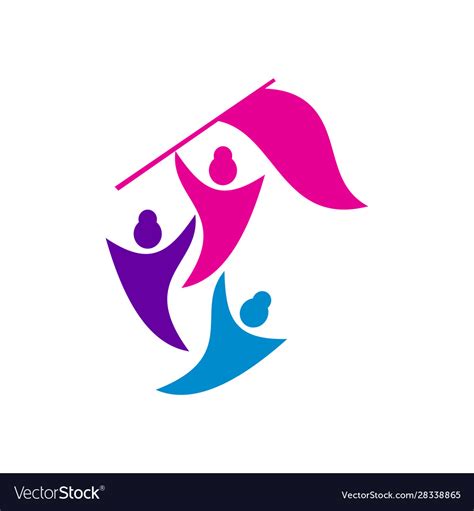 Woman power teamwork logo icon symbol Royalty Free Vector