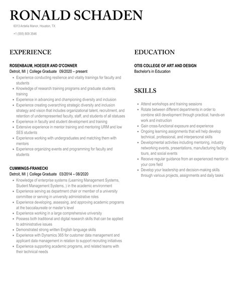 College Graduate Resume Samples Velvet Jobs