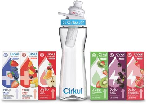 Cirkul 22 Oz Plastic Water Bottle Starter Kit With Blue Lid 6 Flavor